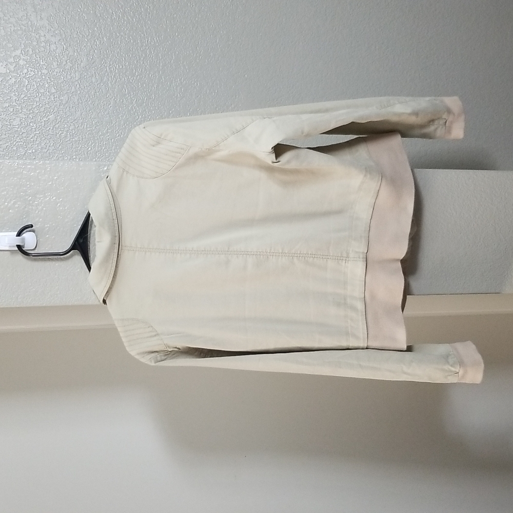 Calvin Klein Jeans Beige Cotton/Viscose Blend Moto Jacket Size XL - Picture 3 of 9